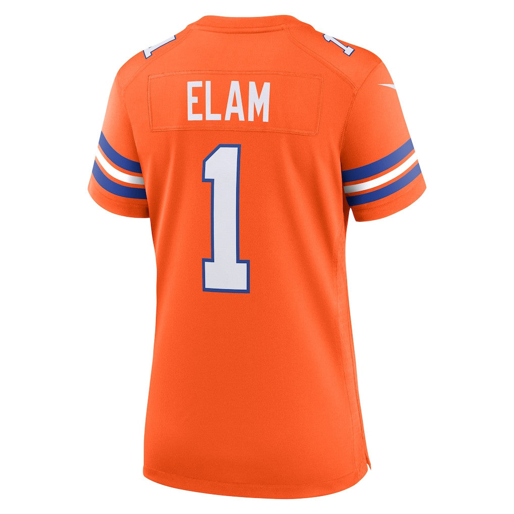 Jason Elam 1 Women's Denver Broncos 2026 Super Bowl LX - Orange Orange 1977 Throwback Jersey