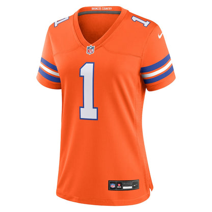 Jason Elam 1 Women's Denver Broncos 2026 Super Bowl LX - Orange Orange 1977 Throwback Jersey