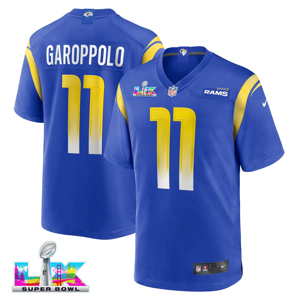 Jimmy Garoppolo 11 Los Angeles Rams 2026 Super Bowl LX - Royal Game Player Jersey