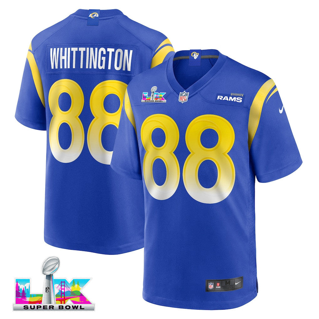 Jordan Whittington 88 Los Angeles Rams 2026 Super Bowl LX - Royal Game Player Jersey