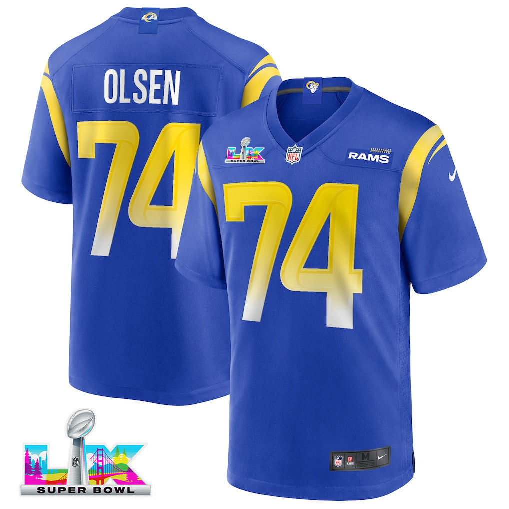Merlin Olsen 74 Los Angeles Rams 2026 Super Bowl LX - Royal Game Player Jersey