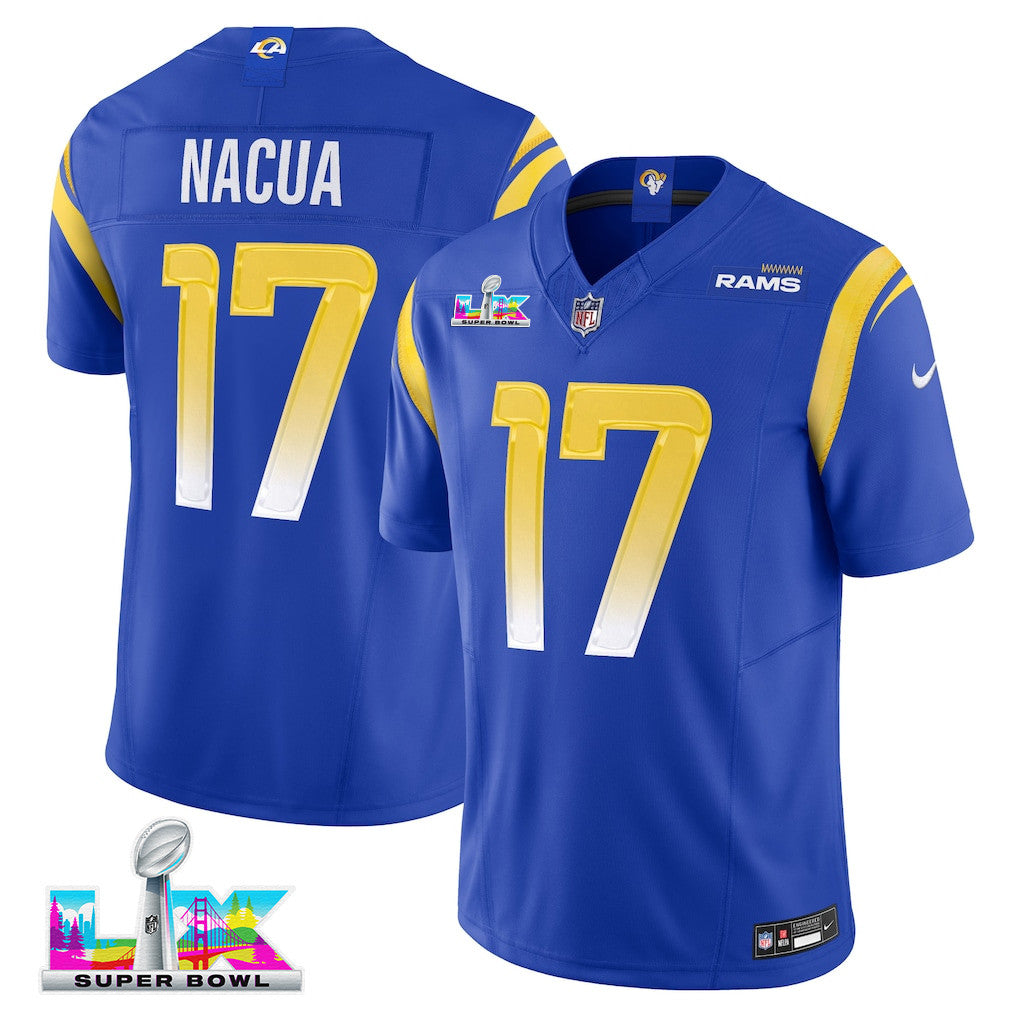 Puka Nacua 17 Los Angeles Rams 2026 Super Bowl LX - Royal Game Player Jersey