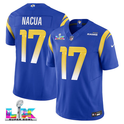 Puka Nacua 17 Los Angeles Rams 2026 Super Bowl LX - Royal Game Player Jersey