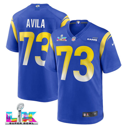Steve Avila 73 Los Angeles Rams 2026 Super Bowl LX - Royal Game Player Jersey