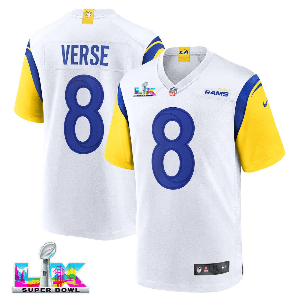 Jared Verse 8 Los Angeles Rams 2026 Super Bowl LX - White Game Player Jersey