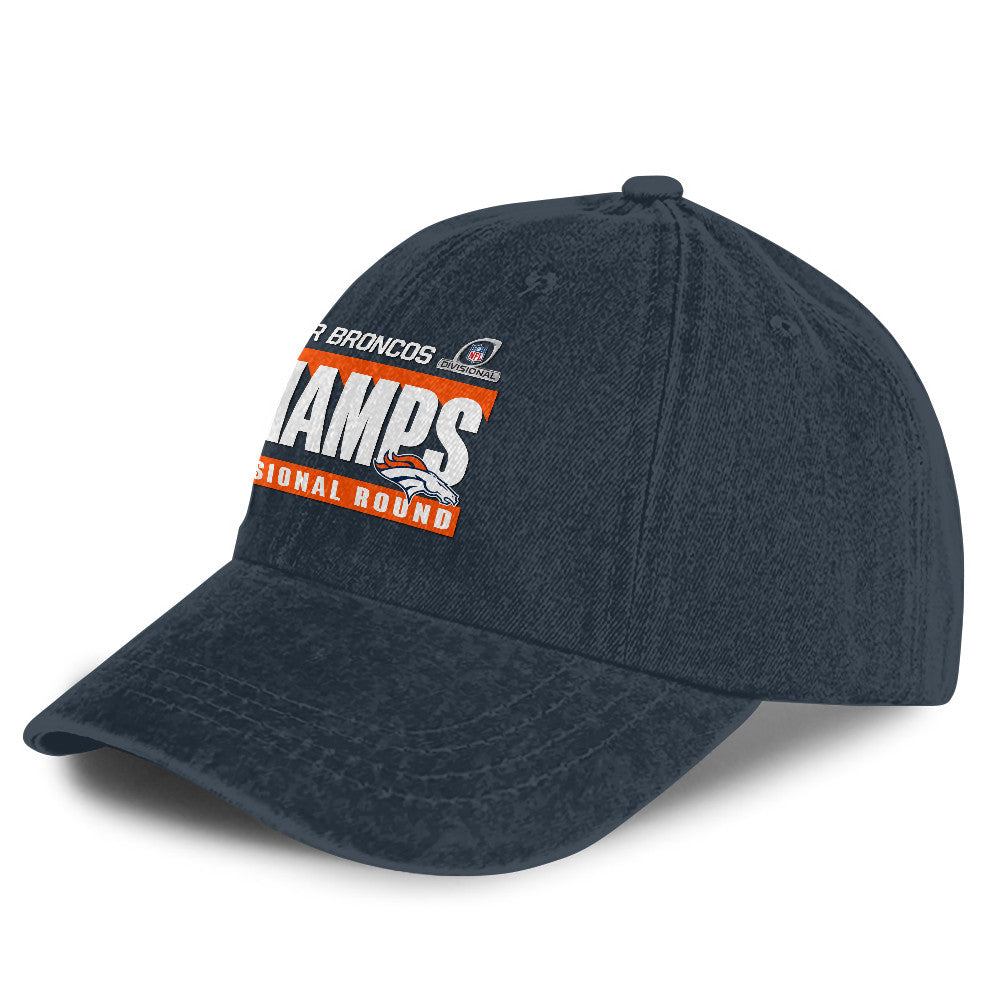 Denver Broncos Divisional Champs 25/26 Washed Cotton Cap – Printed Graphic - Navy