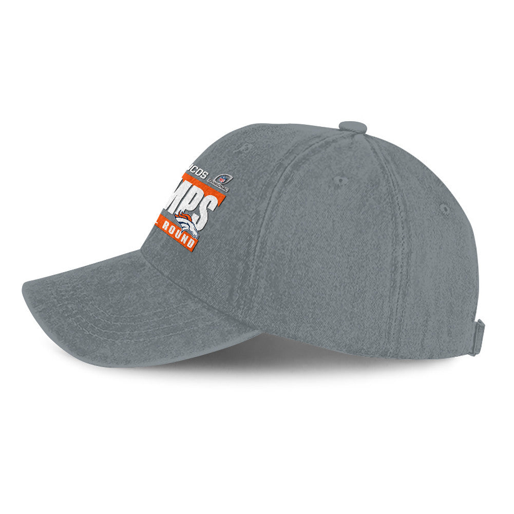 Denver Broncos Divisional Champs 25/26 Washed Cotton Cap – Printed Graphic - Light Grey