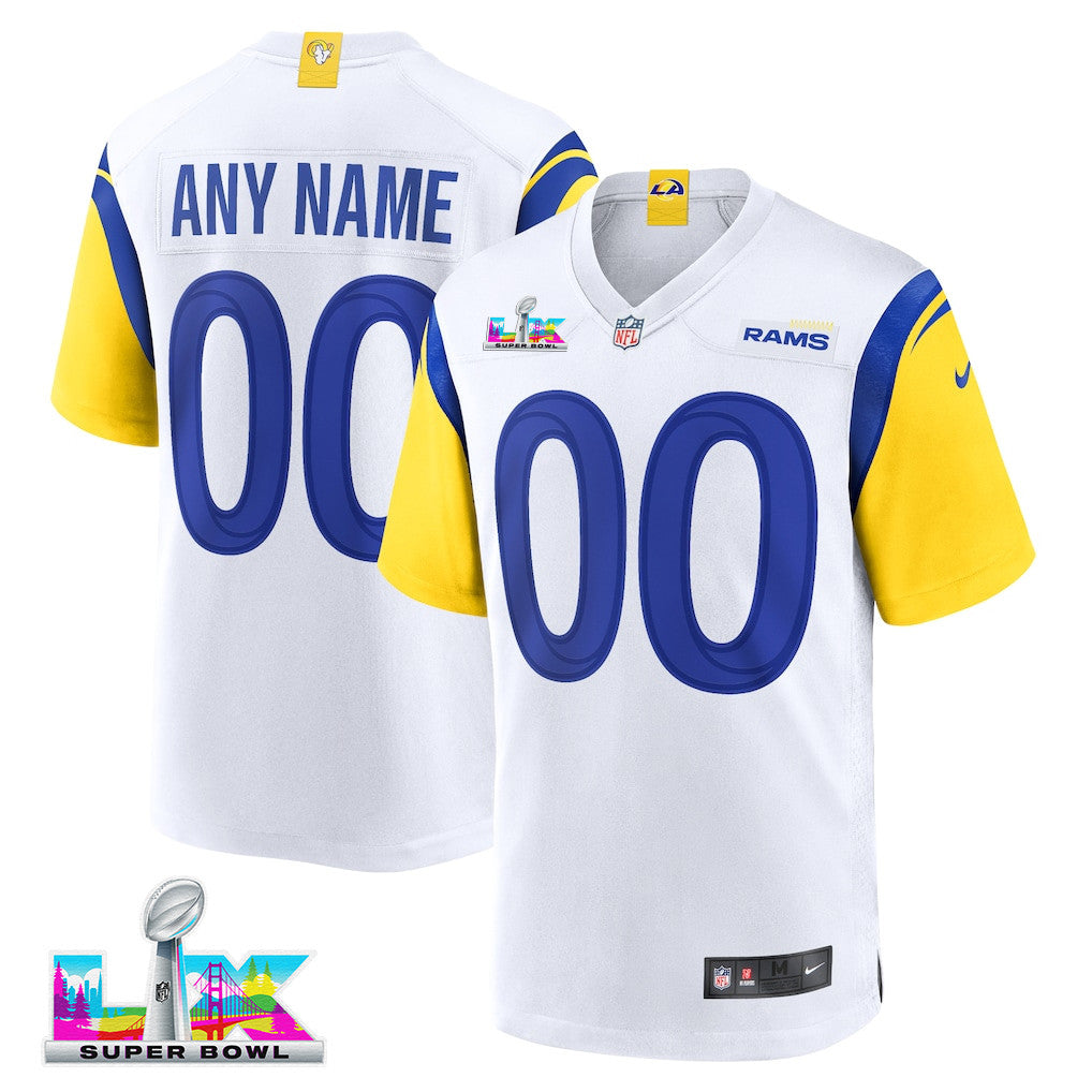Los Angeles Rams 2026 Super Bowl LX Custom Name - White Game Player Jersey