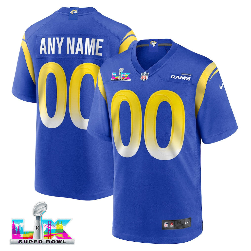 Los Angeles Rams 2026 Super Bowl LX Custom Name - Royal Blue Game Player Jersey
