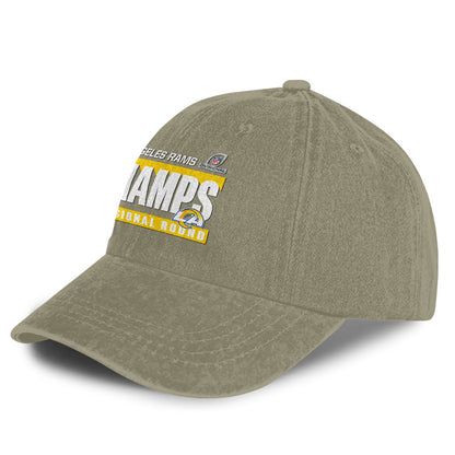 Los Angeles Rams Divisional Champs 25/26 Washed Cotton Cap – Printed Graphic - Olive Khaki