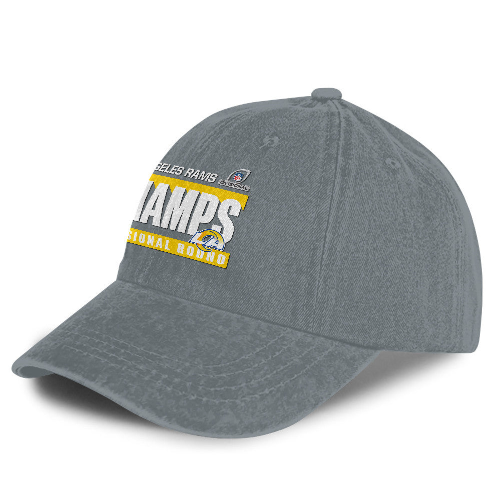 Los Angeles Rams Divisional Champs 25/26 Washed Cotton Cap – Printed Graphic - Light Grey