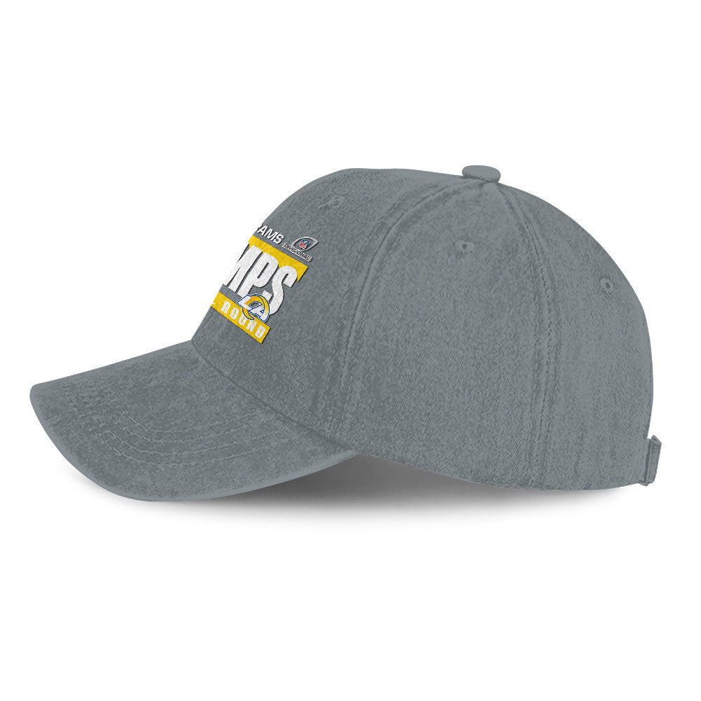 Los Angeles Rams Divisional Champs 25/26 Washed Cotton Cap – Printed Graphic - Light Grey