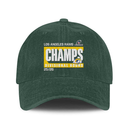 Los Angeles Rams Divisional Champs 25/26 Washed Cotton Cap – Printed Graphic - Green