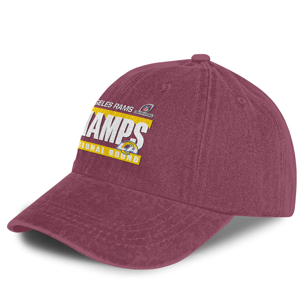 Los Angeles Rams Divisional Champs 25/26 Washed Cotton Cap – Printed Graphic - Burgundy
