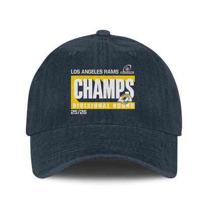 Los Angeles Rams Divisional Champs 25/26 Washed Cotton Cap – Printed Graphic - Navy