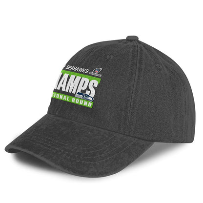 Seattle Seahawks Divisional Champs 25/26 Washed Cotton Cap – Printed Graphic - Dark Grey