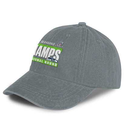 Seattle Seahawks Divisional Champs 25/26 Washed Cotton Cap – Printed Graphic - Light Grey