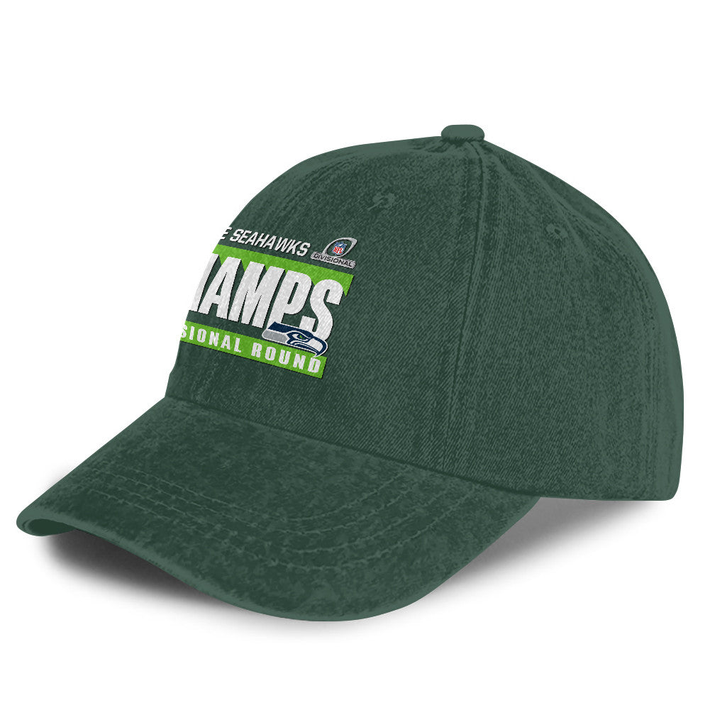 Seattle Seahawks Divisional Champs 25/26 Washed Cotton Cap – Printed Graphic - Green