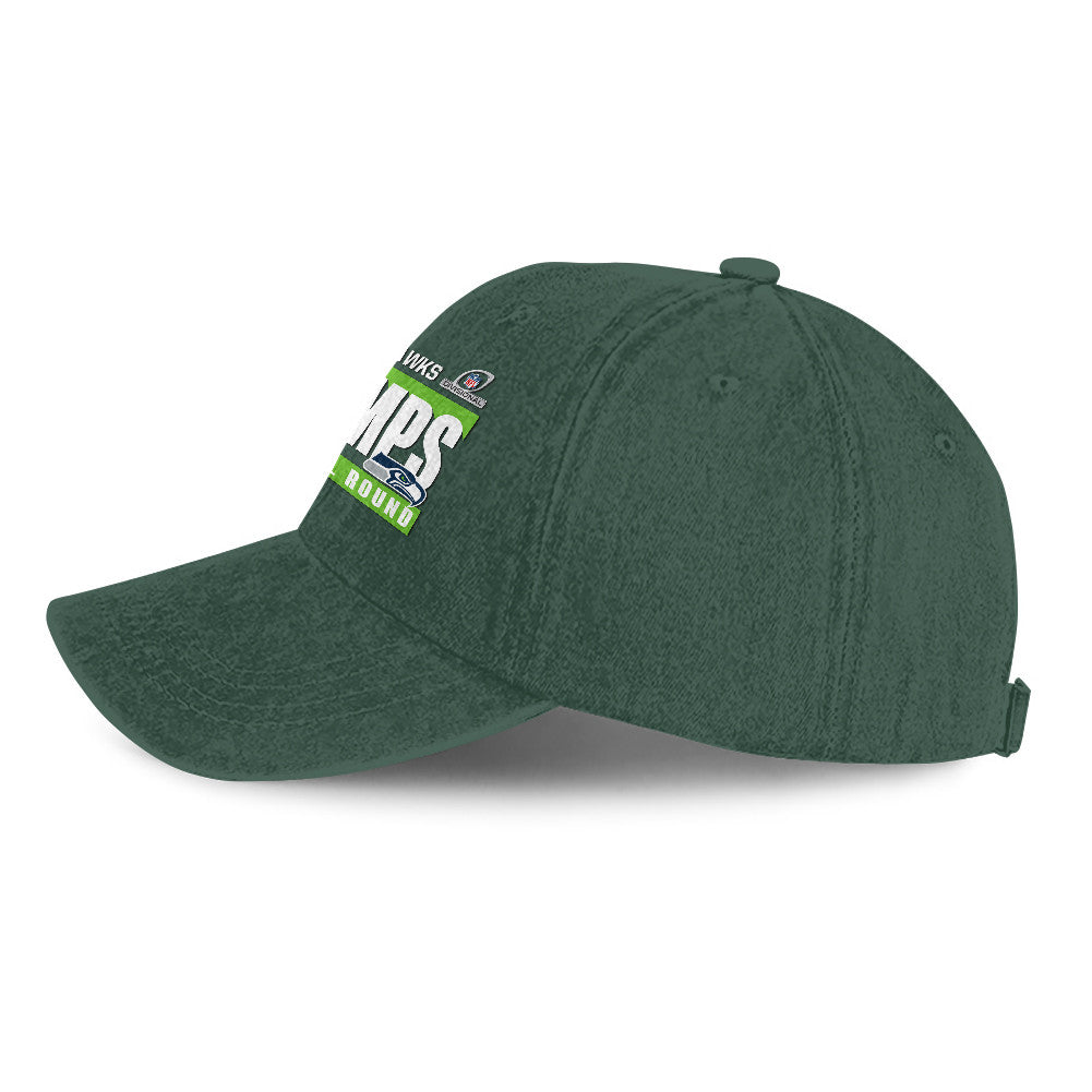 Seattle Seahawks Divisional Champs 25/26 Washed Cotton Cap – Printed Graphic - Green