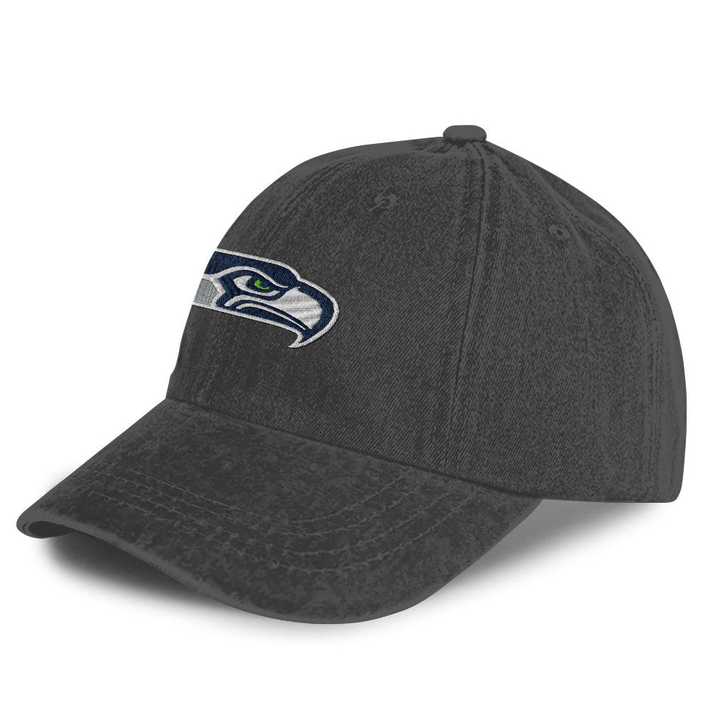 Seattle Seahawks 25/26 Washed Cotton Cap – Logo Iconic Printed Graphic - Dark Grey