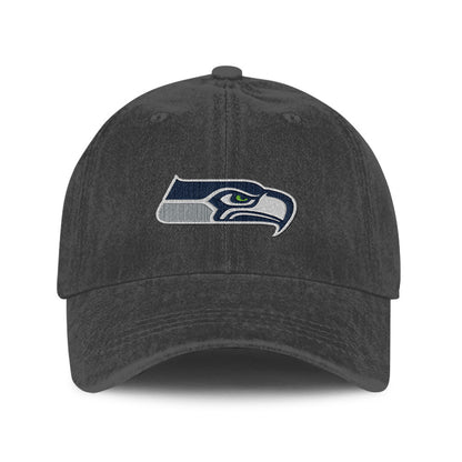 Seattle Seahawks 25/26 Washed Cotton Cap – Logo Iconic Printed Graphic - Dark Grey