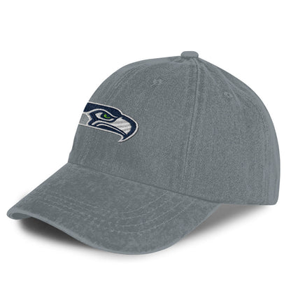 Seattle Seahawks 25/26 Washed Cotton Cap – Logo Iconic Printed Graphic - Light Grey