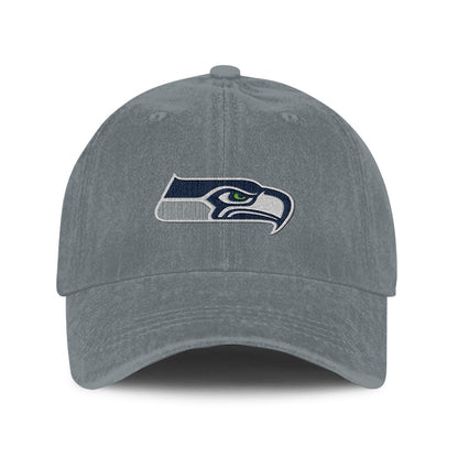 Seattle Seahawks 25/26 Washed Cotton Cap – Logo Iconic Printed Graphic - Light Grey