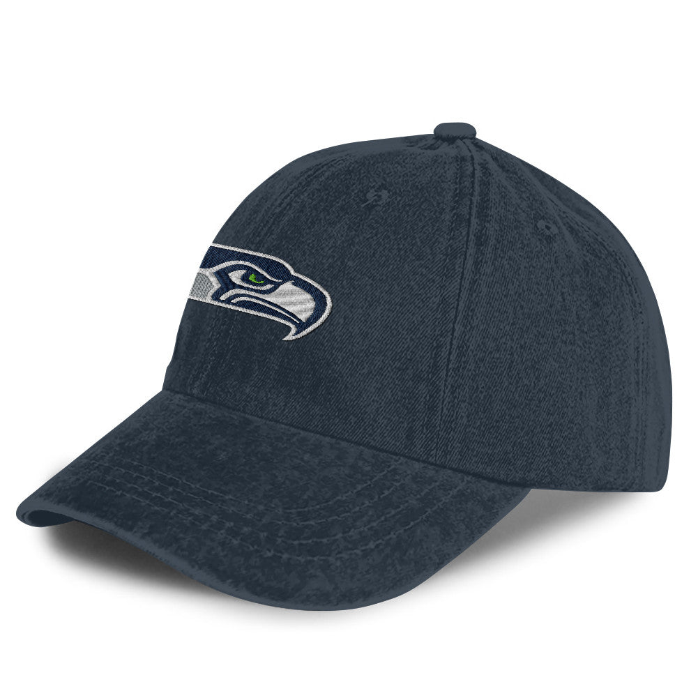 Seattle Seahawks 25/26 Washed Cotton Cap – Logo Iconic Printed Graphic - Navy