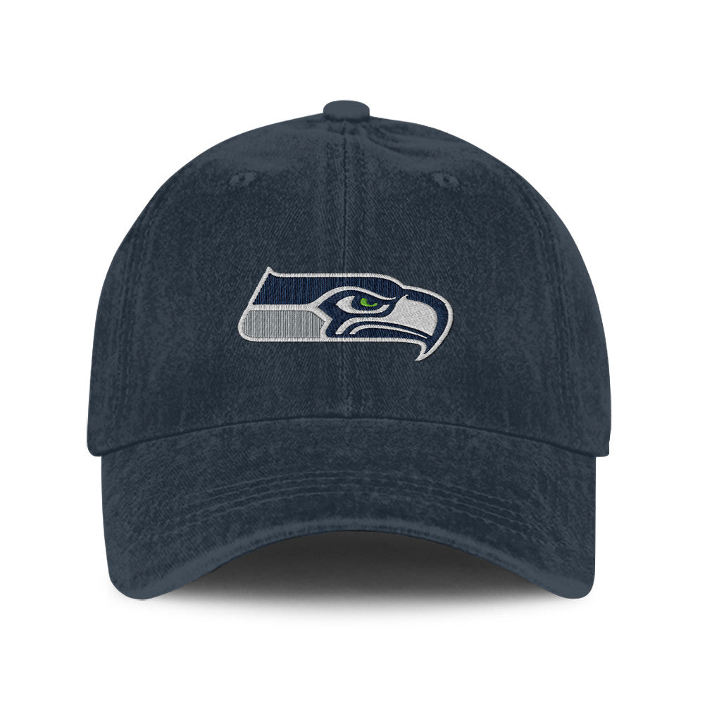 Seattle Seahawks 25/26 Washed Cotton Cap – Logo Iconic Printed Graphic - Navy