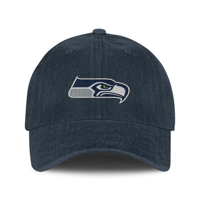Seattle Seahawks 25/26 Washed Cotton Cap – Logo Iconic Printed Graphic - Navy