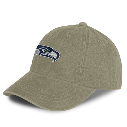 Seattle Seahawks 25/26 Washed Cotton Cap – Logo Iconic Printed Graphic - Olive Khaki