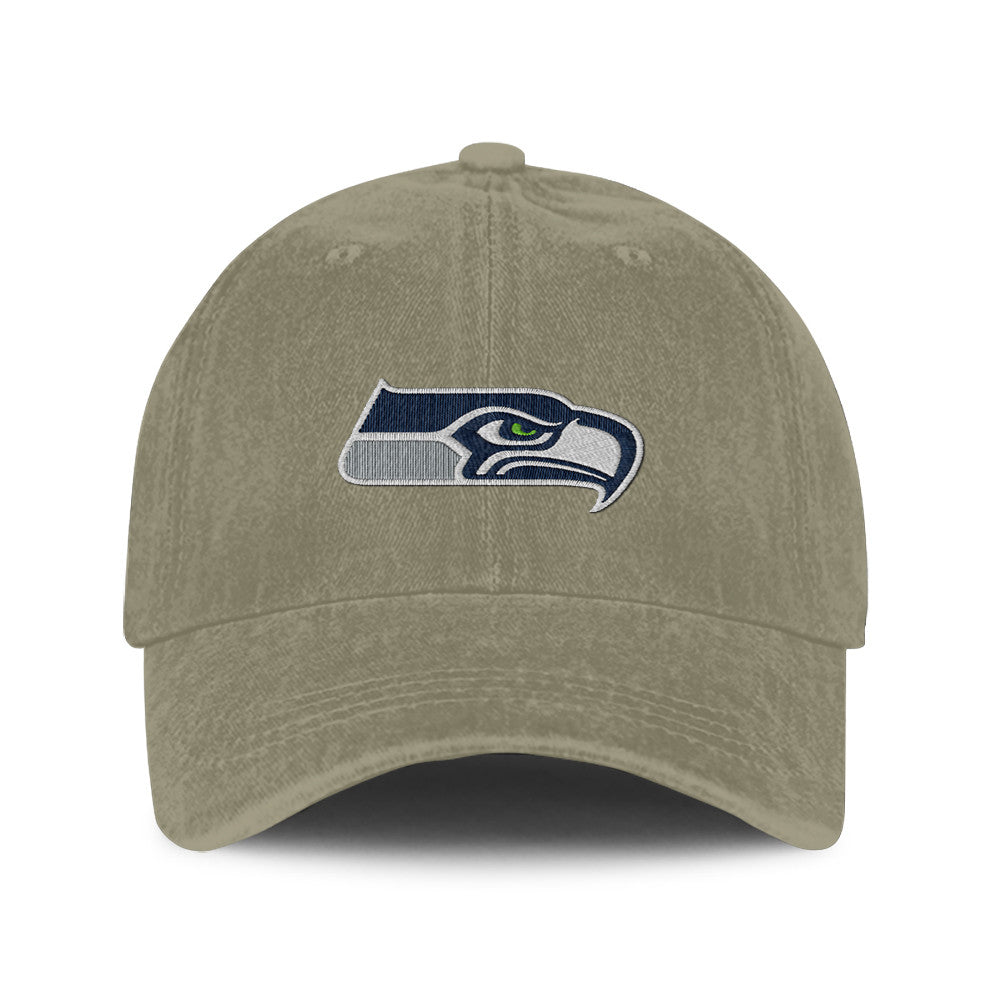 Seattle Seahawks 25/26 Washed Cotton Cap – Logo Iconic Printed Graphic - Olive Khaki