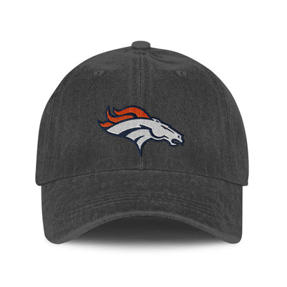 Denver Broncos 25/26 Washed Cotton Cap – Logo Iconic Printed Graphic - Dark Grey