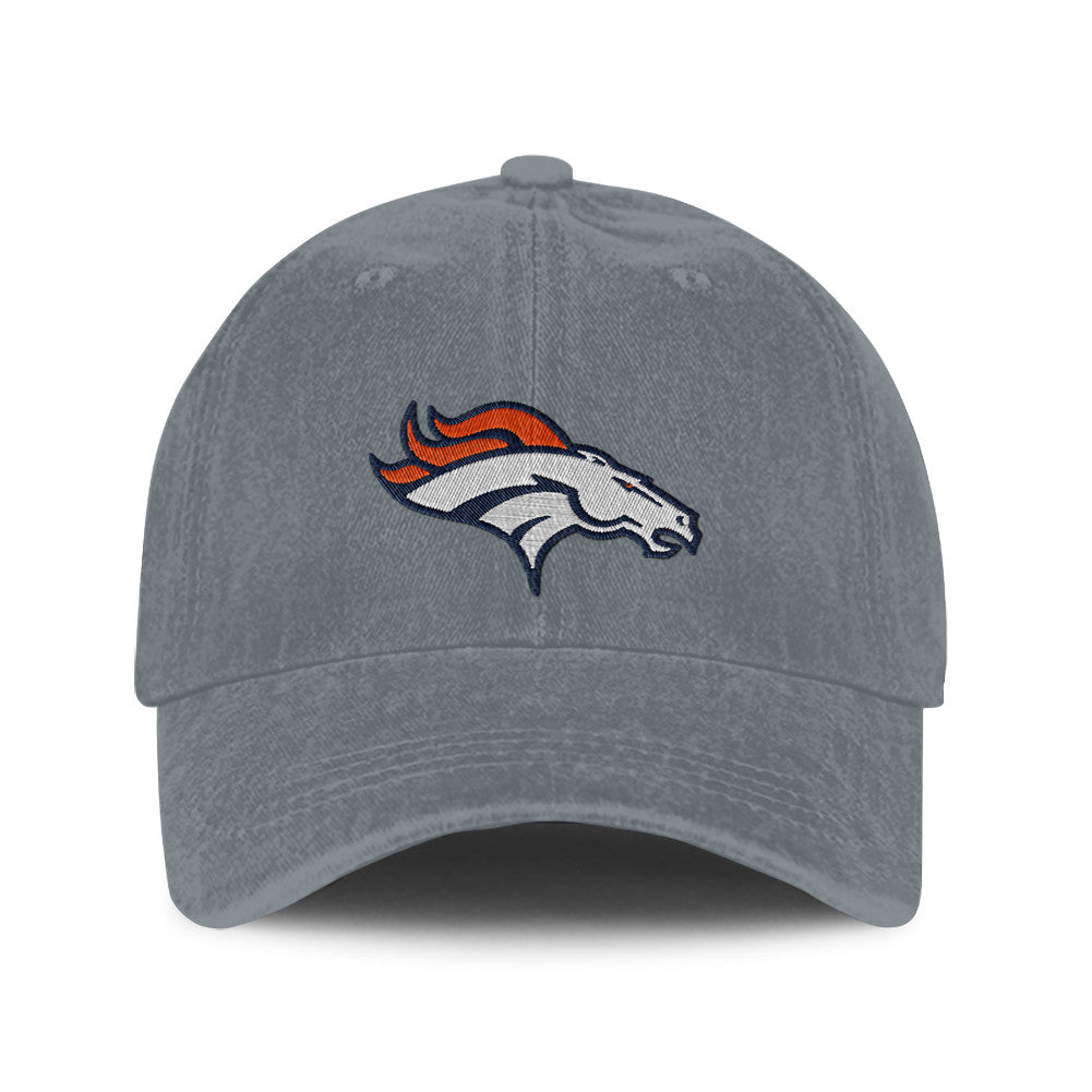 Denver Broncos 25/26 Washed Cotton Cap – Logo Iconic Printed Graphic - Light Grey