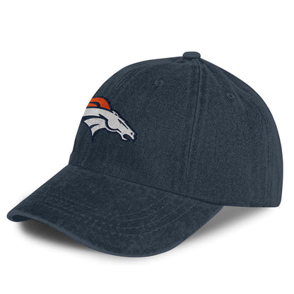 Denver Broncos 25/26 Washed Cotton Cap – Logo Iconic Printed Graphic - Navy