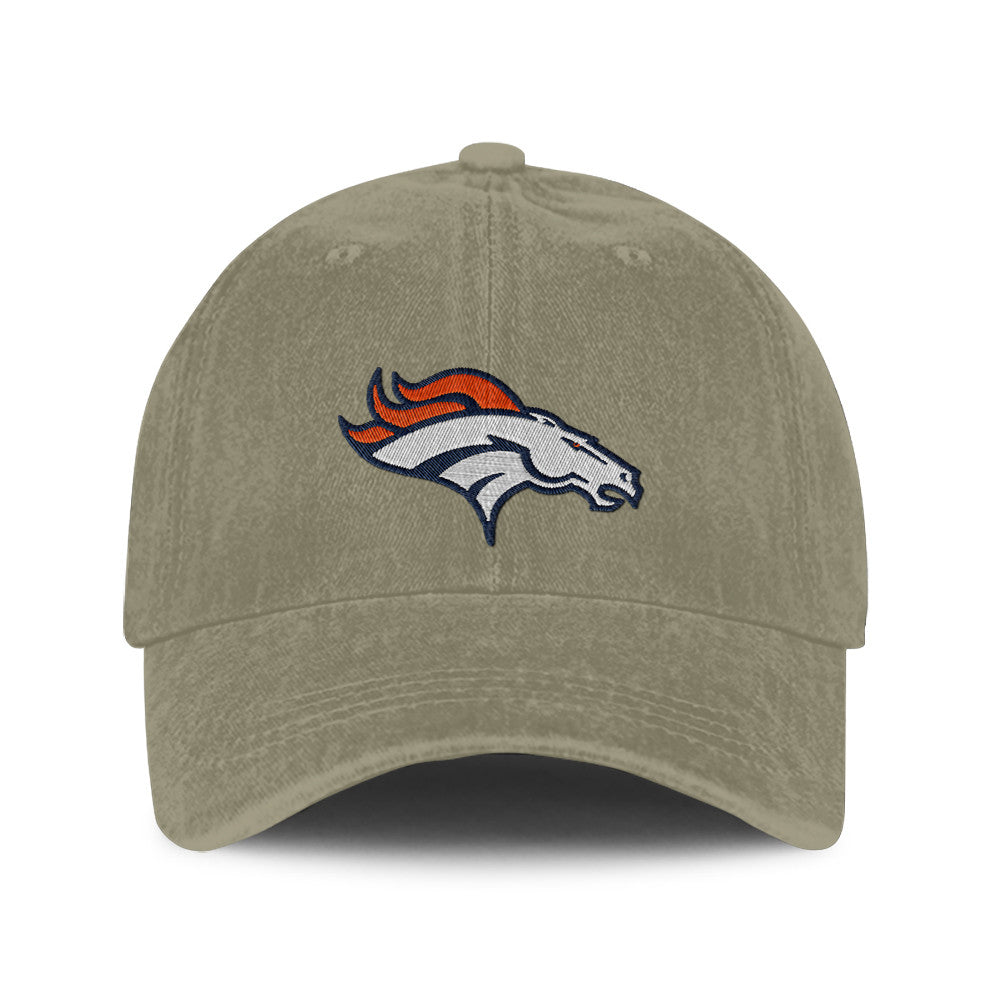 Denver Broncos 25/26 Washed Cotton Cap – Logo Iconic Printed Graphic - Olive Khaki