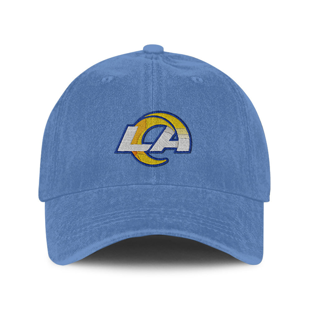 Los Angeles Rams 25/26 Washed Cotton Cap – Logo Iconic Printed Graphic - Denim Blue