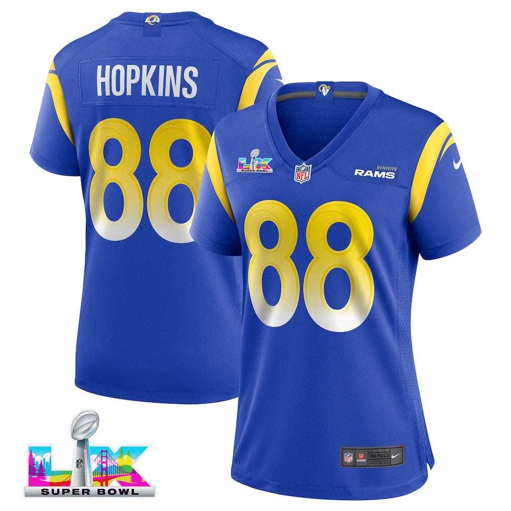 Brycen Hopkins 88 Women's Los Angeles Rams 2026 Super Bowl LX - Royal Team Game Jersey