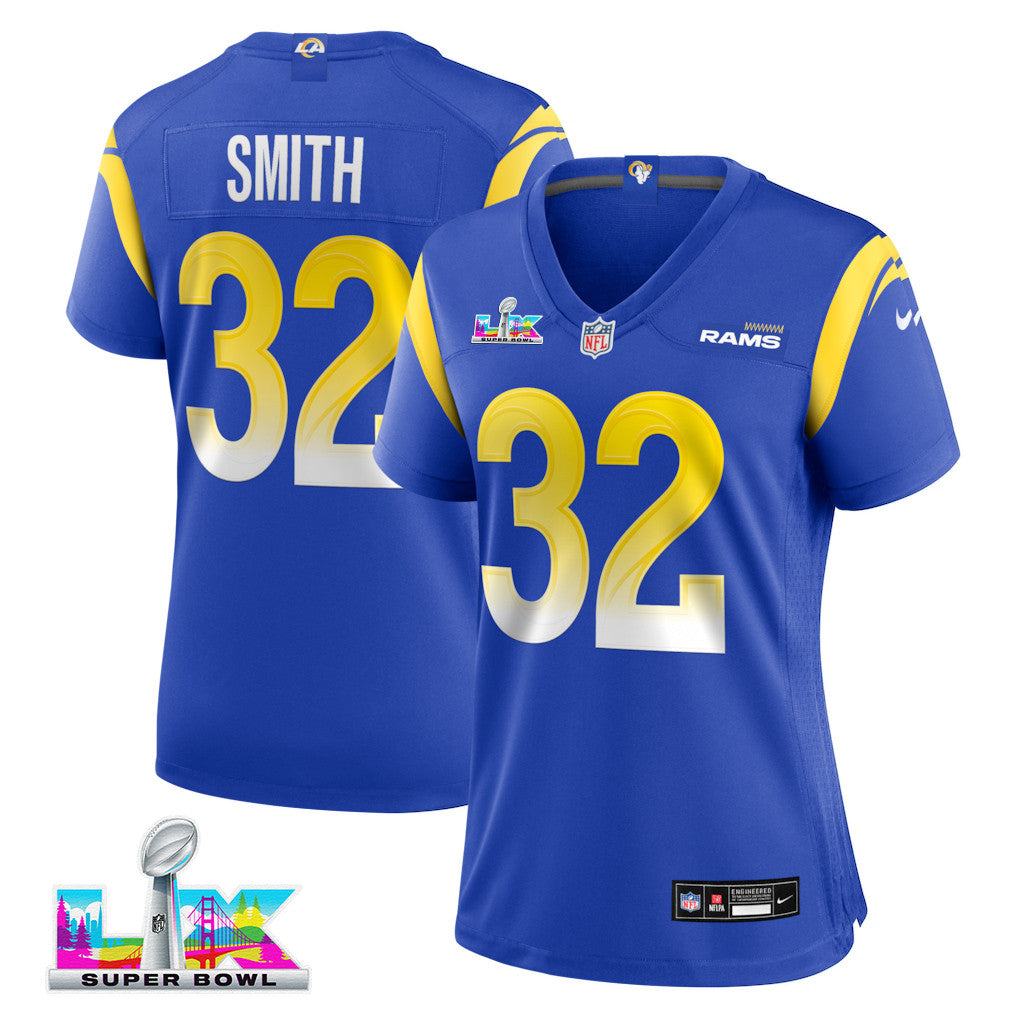Christopher Smith 32 Women's Los Angeles Rams 2026 Super Bowl LX - Royal Team Game Jersey