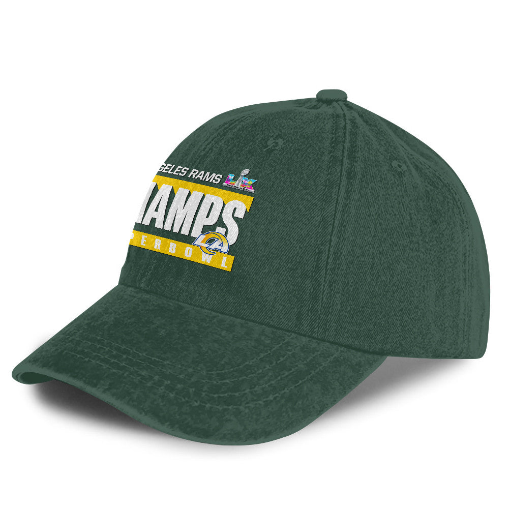 Los Angeles Rams Super Bowl LX Champs 25/26 Washed Cap – Printed Graphic - Green