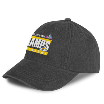 Los Angeles Rams Super Bowl LX Champs 25/26 Washed Cap – Printed Graphic - Dark Grey