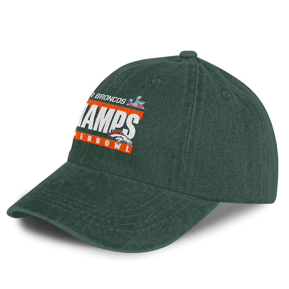 Denver Broncos Super Bowl LX Champs 25/26 Washed Cap – Printed Graphic - Green
