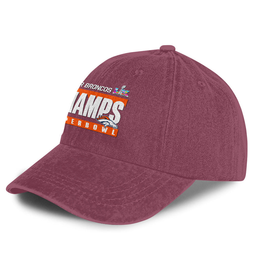 Denver Broncos Super Bowl LX Champs 25/26 Washed Cap – Printed Graphic - Burgundy