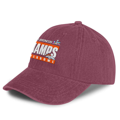 Denver Broncos Super Bowl LX Champs 25/26 Washed Cap – Printed Graphic - Burgundy