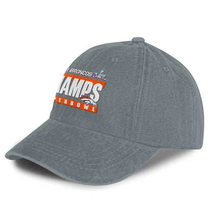 Denver Broncos Super Bowl LX Champs 25/26 Washed Cap – Printed Graphic - Light Grey