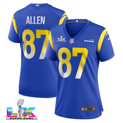 Davis Allen 87 Women's Los Angeles Rams 2026 Super Bowl LX - Royal Team Game Jersey