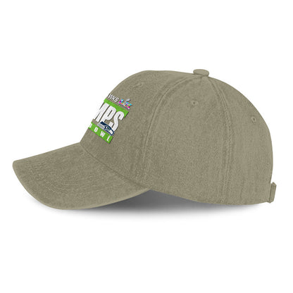 Seattle Seahawks Super Bowl LX Champs 25/26 Washed Cap – Printed Graphic - Olive Khaki
