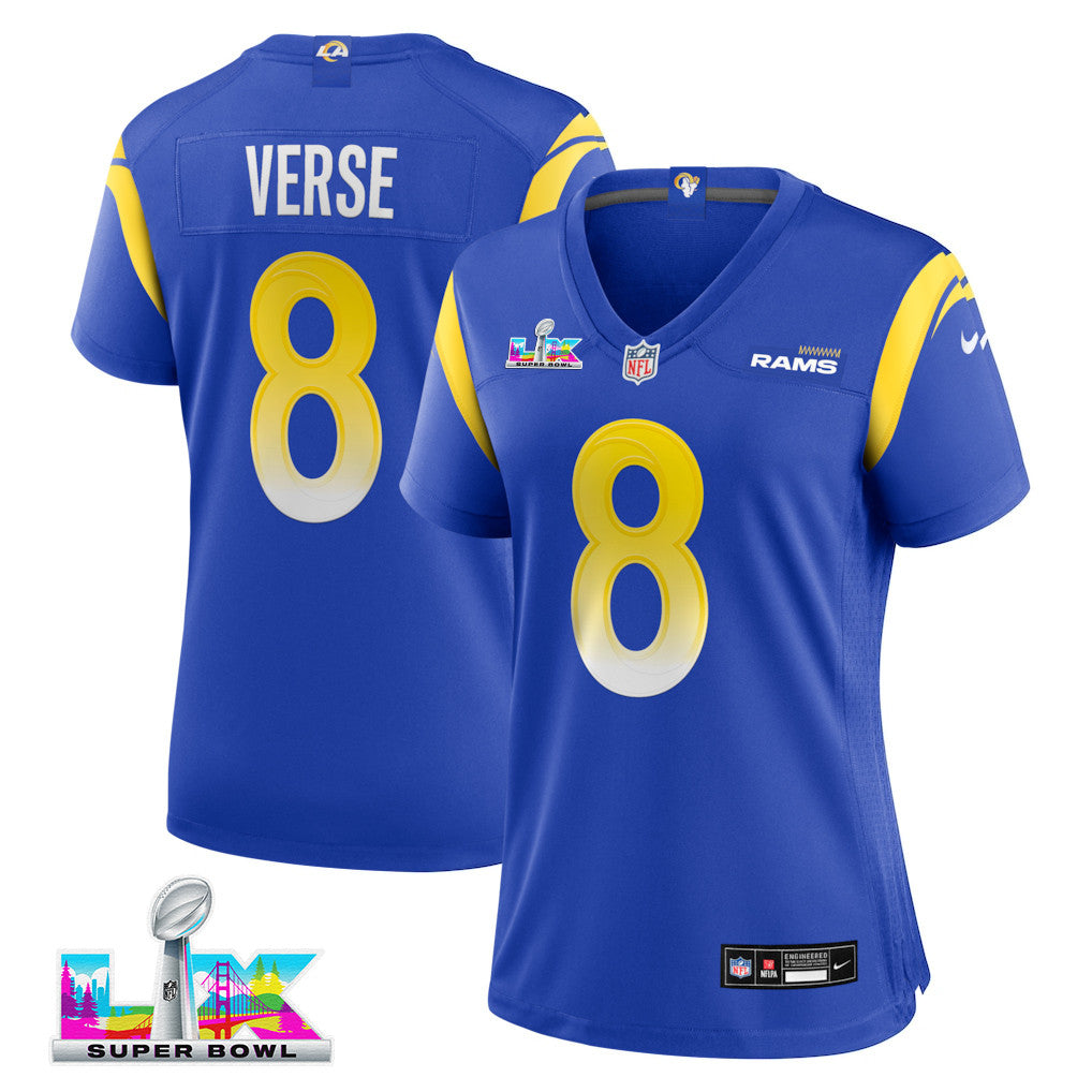 Jared Verse 8 Women's Los Angeles Rams 2026 Super Bowl LX - Royal Team Game Jersey
