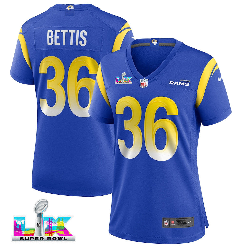 Jerome Bettis 36 Women's Los Angeles Rams 2026 Super Bowl LX - Royal Team Game Jersey