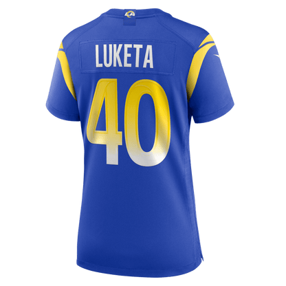 Jesse Luketa 40 Women's Los Angeles Rams 2026 Super Bowl LX - Royal Team Game Jersey